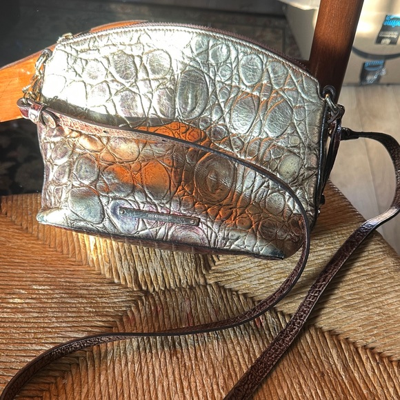 Brahmin mini duxbury multi  crescendo Crocodile Embossed Brown Bag - Picture 2 of 14